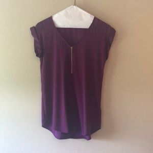 Express Plum Top with Zipper Detail